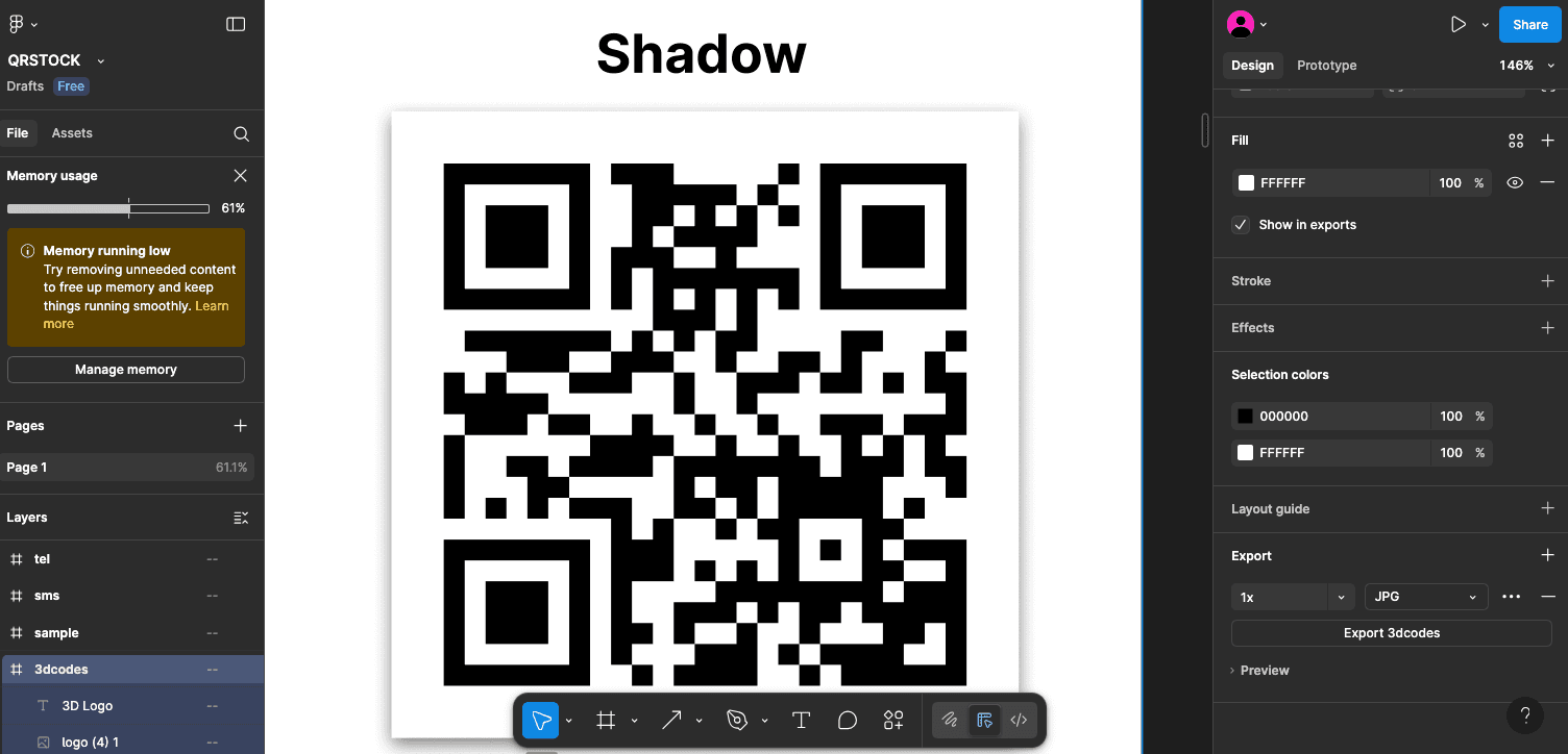 Adding shadow to a qrcode with Figma