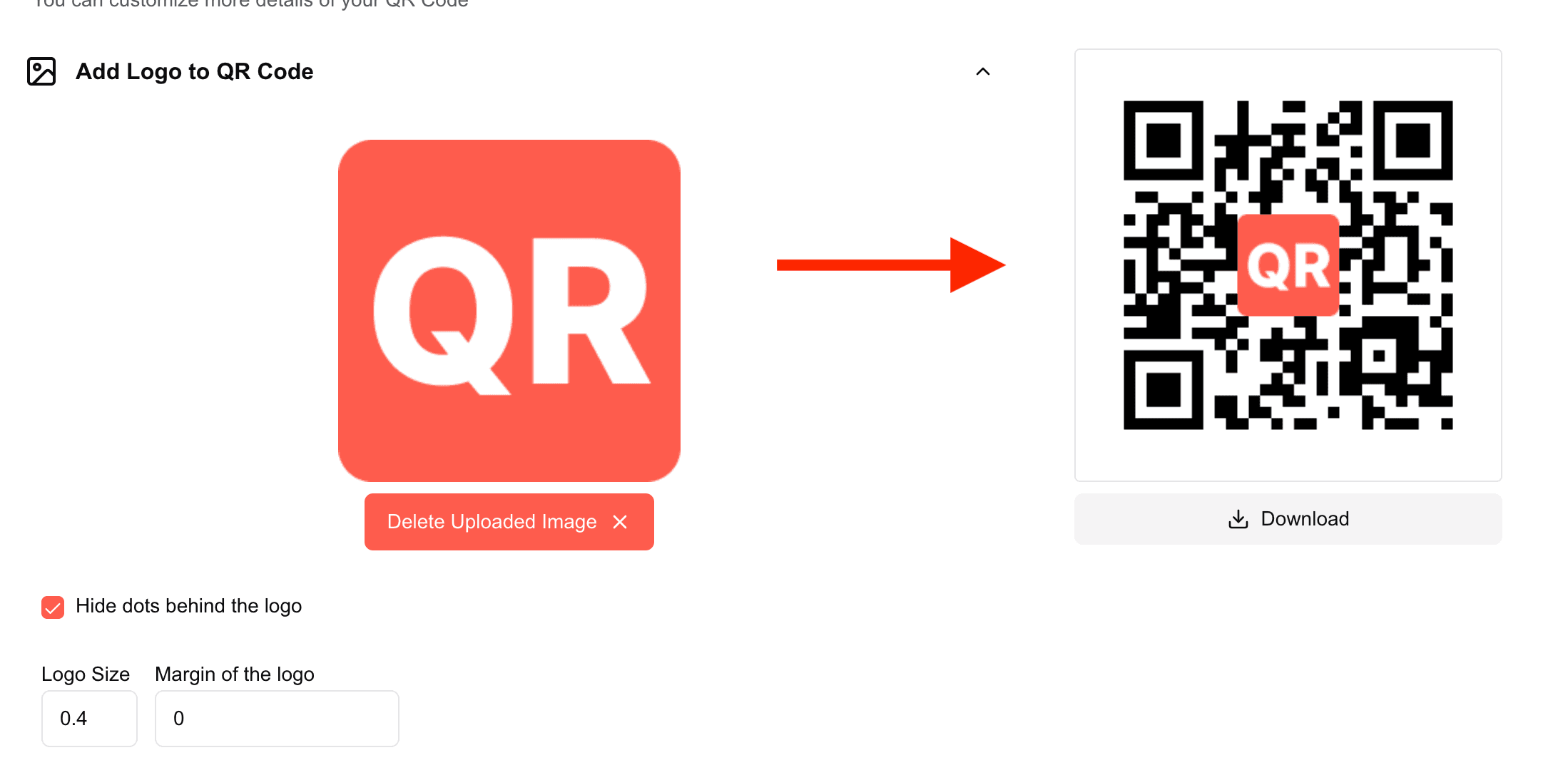 QR STOCK after adding a logo to qrcode