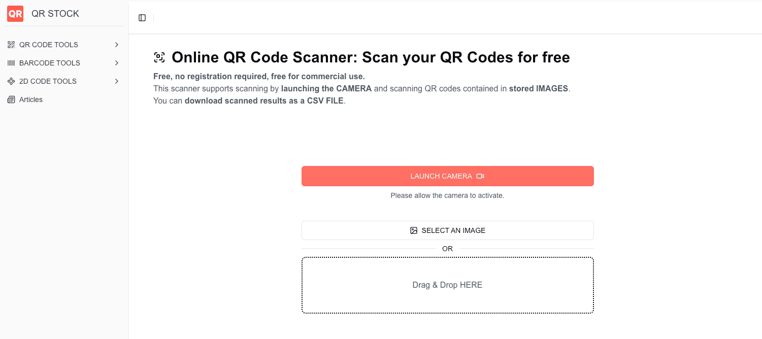 QR STOCK QR Code Scanner