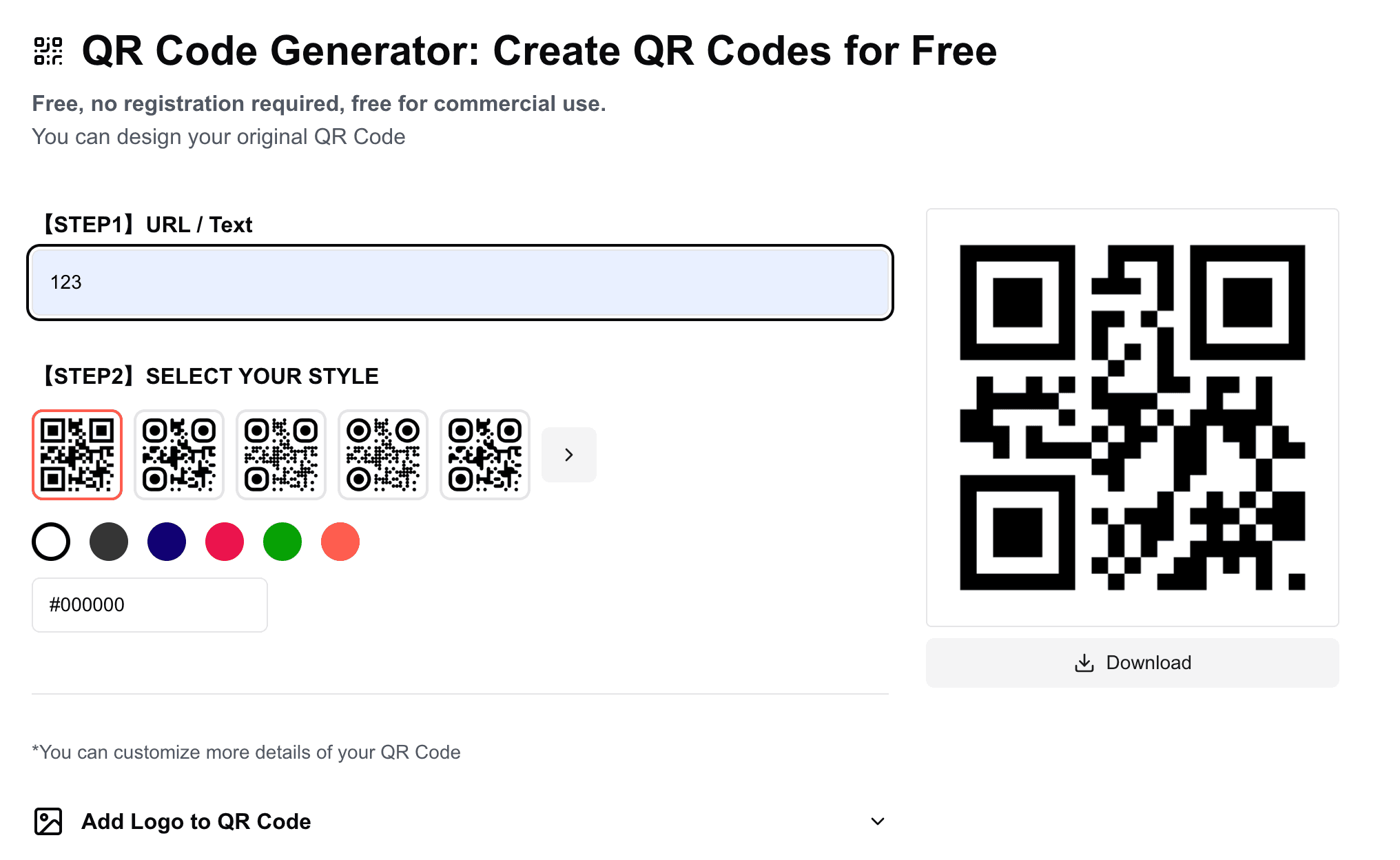 QR Code generator